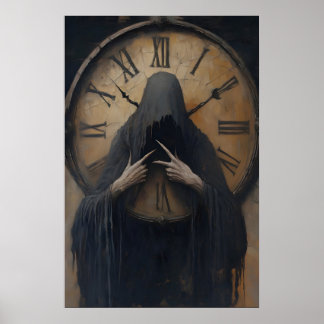 Gothic Grim Reaper Clock Art Printable Dark Poster