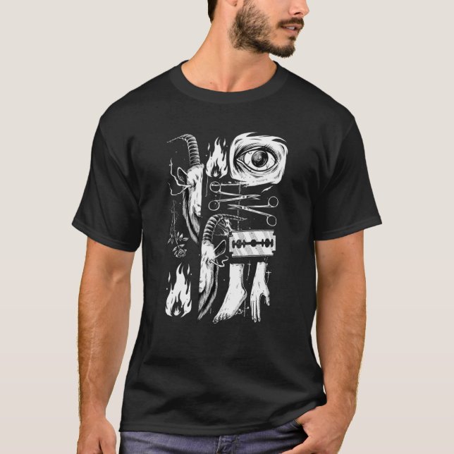 Gothic Grunge Edgy Baphomet Sharp Objects emo Occu T-Shirt (Front)