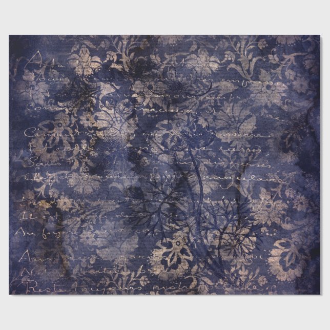 Gothic Grunge Indigo  Wrapping Paper (Flat)