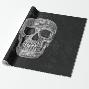 Gothic Grunge Skull Black And White Wrapping Paper