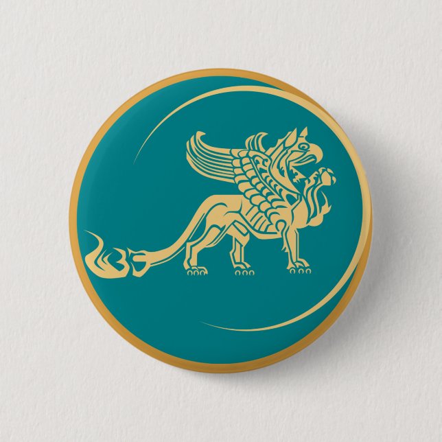gothic gryphon 6 cm round badge (Front)