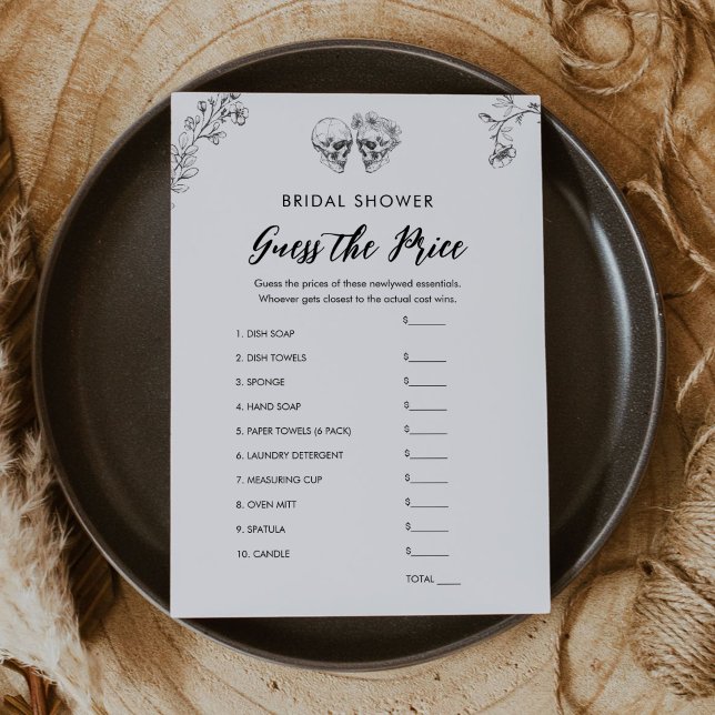 Gothic Guess the Right Price Bridal Shower Game Invitation (Creator Uploaded)