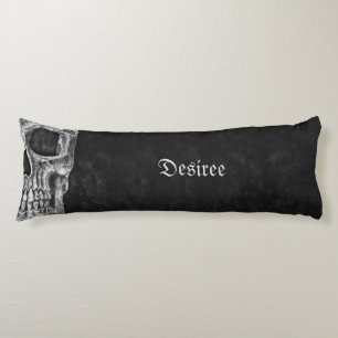 Gothic Half Skull Cool Black And White Grunge Body Cushion