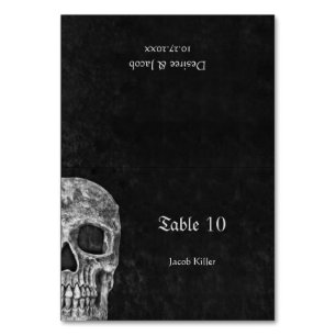 Gothic Half Skull Cool Black And White Grunge Table Number