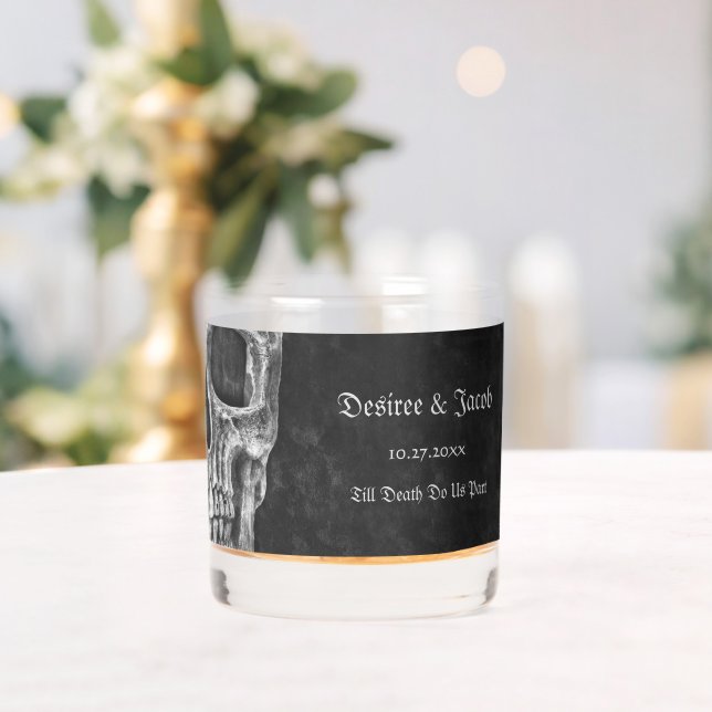 Gothic Half Skull Cool Black And White Grunge Whiskey Glass (Insitu (Wedding))