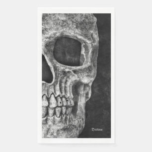 Gothic Half Skull Head Black And White Cool Grunge Napkin