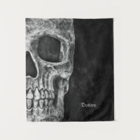 Gothic Half Skull Head Cool Black And White Grunge