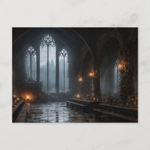 Gothic Hall Stained Windows Candles Postcard