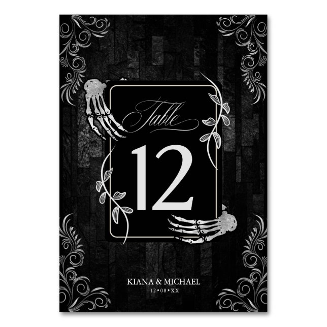 Gothic Hallowedding Scrollwork ID866  Table Number (Front)