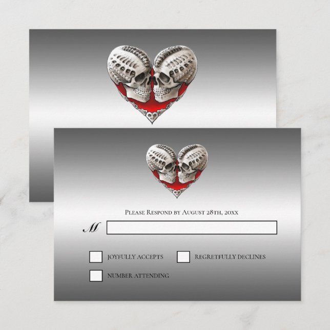 Gothic Halloween Alternative Wedding RSVP Card (Front/Back)