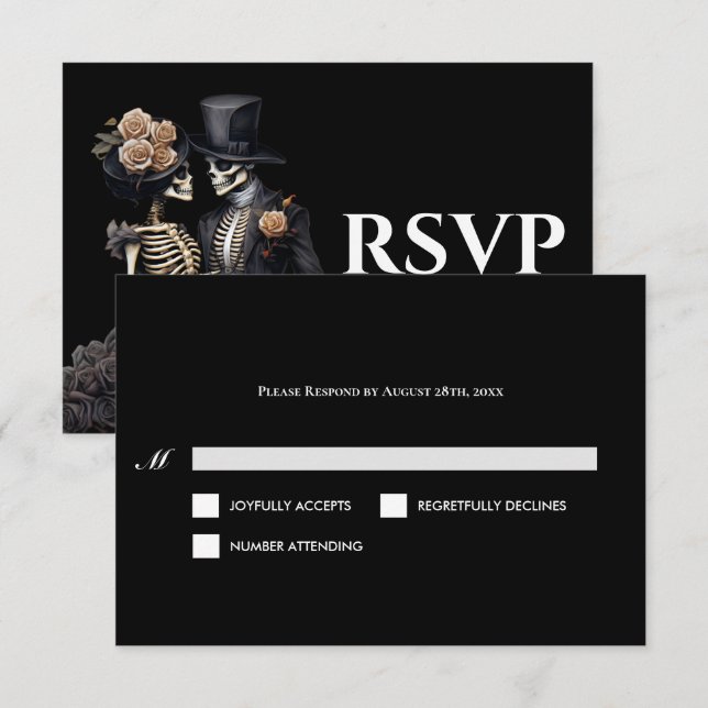 Gothic Halloween Alternative Wedding RSVP Card (Front/Back)