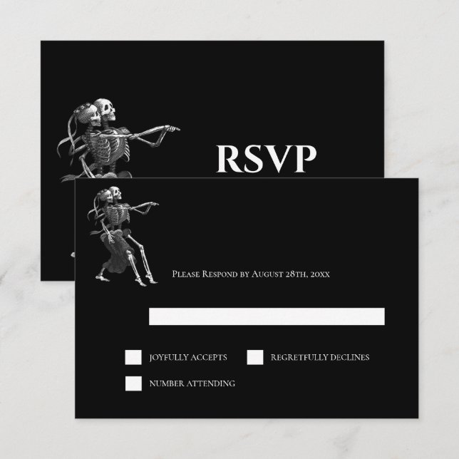 Gothic Halloween Alternative Wedding RSVP Card (Front/Back)