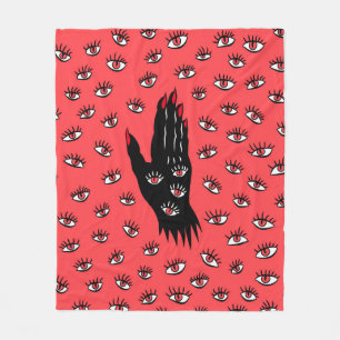 Gothic Halloween Art – Black Hand Spooky Eyes Fleece Blanket