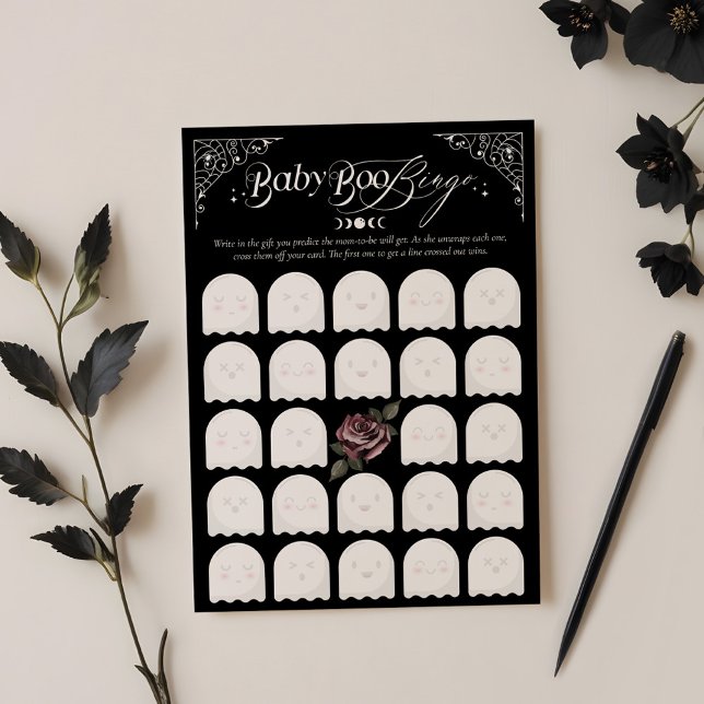 Gothic Halloween Baby Boo Bingo Shower Game Card (Gothic Halloween Baby Boo Bingo Baby Shower Game Invitation)