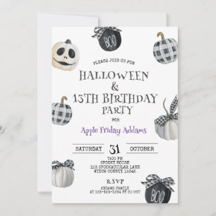 Gothic Halloween, Black 13th Birthday Party Invitation