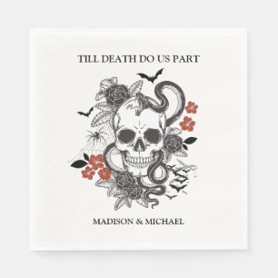 Gothic Halloween Black And Burgundy Wedding Napkin