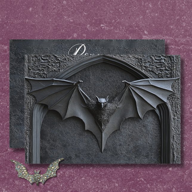 Gothic Halloween Black Bat & Arch Wedding Dinner RSVP Card (Gothic Halloween Black Bat & Arch Wedding Dinner RSVP Card)