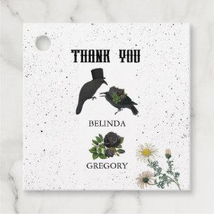 Gothic Halloween Black Roses Crows Wedding Favour Tags