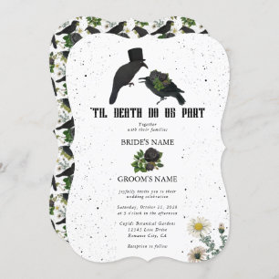 Gothic Halloween Black Roses Crows Wedding Invitation