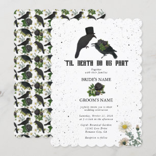 Gothic Halloween Black Roses Crows Wedding Invitation