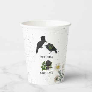 Gothic Halloween Black Roses Crows Wedding Paper Cups