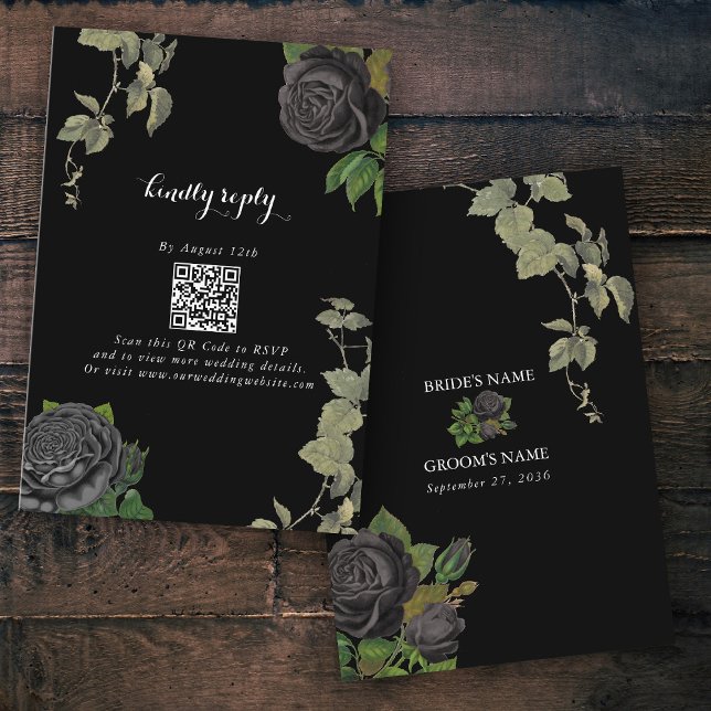 Gothic Halloween Black Roses Wedding Enclosure Card (Gothic Halloween Black Roses Wedding Enclosure Card)