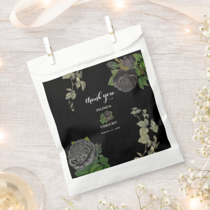 Gothic Halloween Black Roses Wedding Favour Bag
