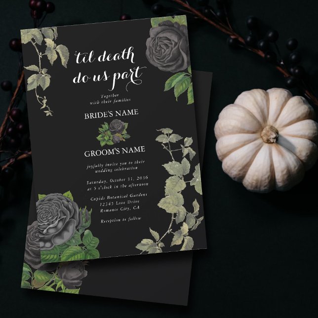 Gothic Halloween Black Roses Wedding Invitation (Gothic Halloween Black Roses Wedding Invitation)