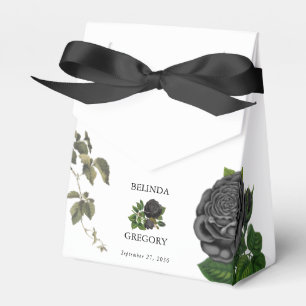 Gothic Halloween Black Roses White Wedding Favour Box