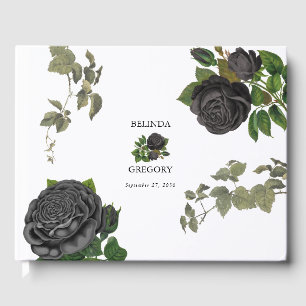 Gothic Halloween Black Roses White Wedding Guest Book