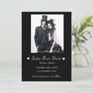 Gothic Halloween Black Save The Date Wedding Invitation