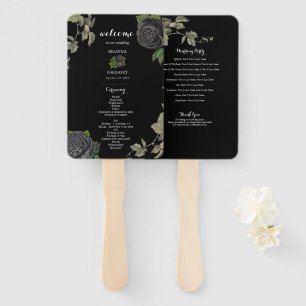 Gothic Halloween Black Wedding Program Hand Fan
