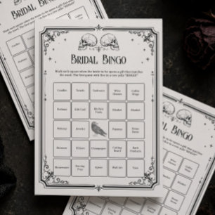 Gothic Halloween Bridal Shower Bingo Game Card