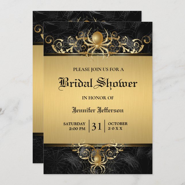 Gothic Halloween Bridal Shower Invitation (Front/Back)