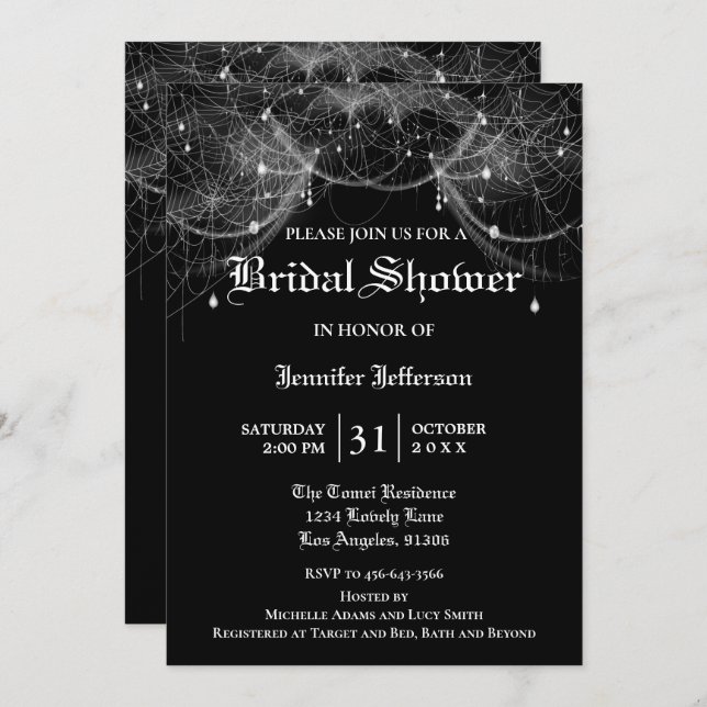Gothic Halloween Bridal Shower Invitation (Front/Back)