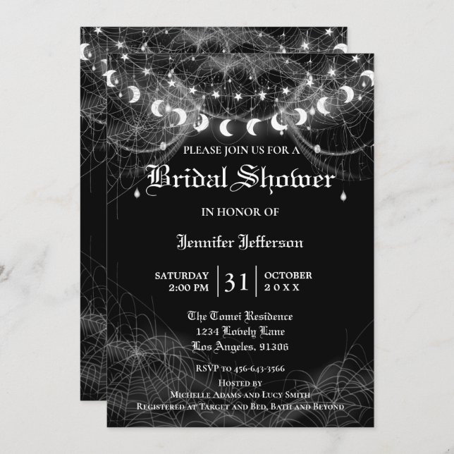 Gothic Halloween Bridal Shower Invitation (Front/Back)