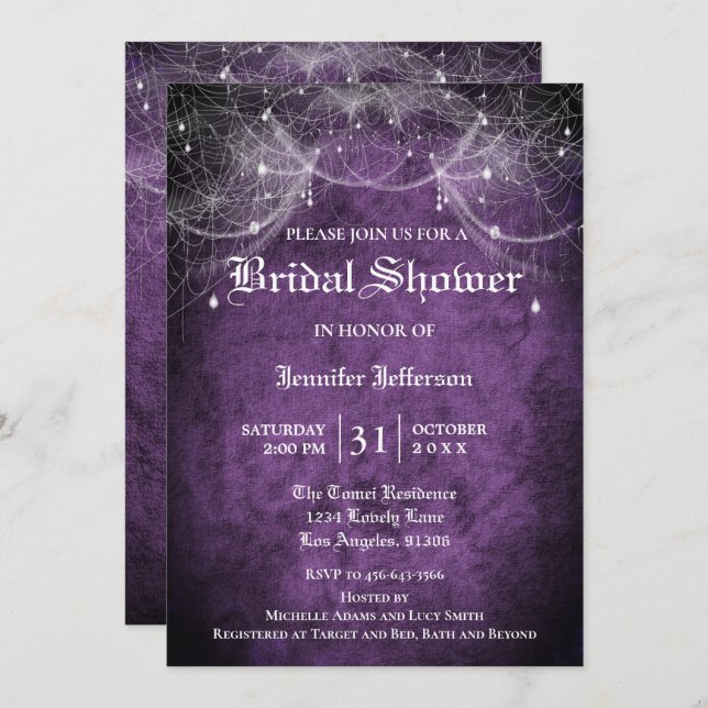 Gothic Halloween Bridal Shower Invitation (Front/Back)