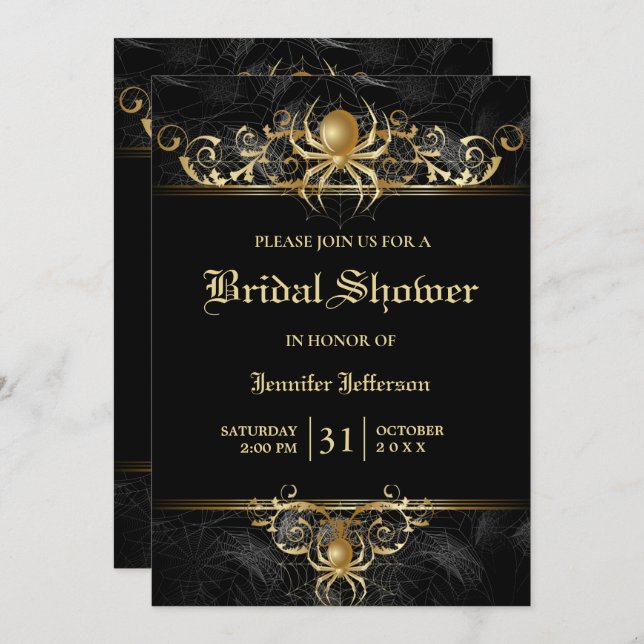 Gothic Halloween Bridal Shower Invitation (Front/Back)