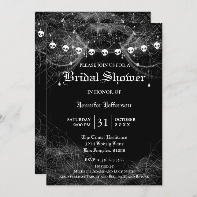 Gothic Halloween Bridal Shower Invitation (Front/Back)