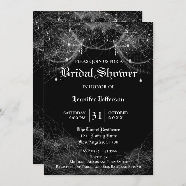 Gothic Halloween Bridal Shower Invitation (Front/Back)