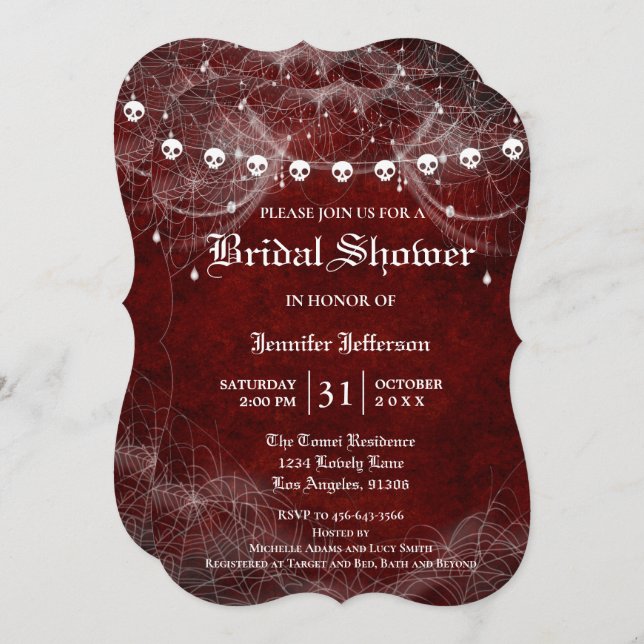 Gothic Halloween Bridal Shower Invitation (Front/Back)