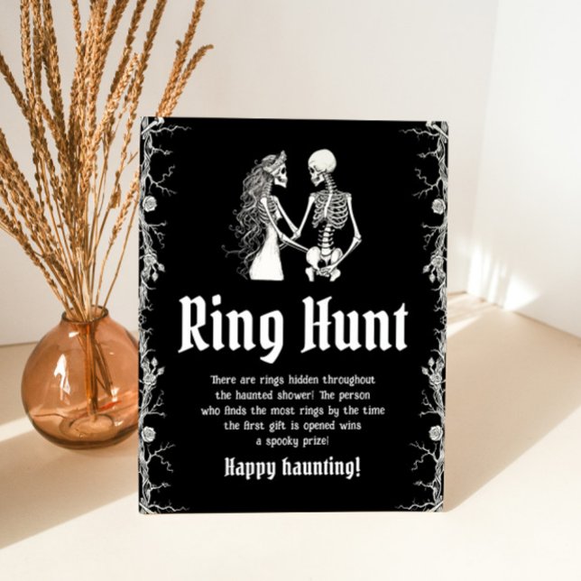Gothic Halloween Bridal Shower Ring Hunt Game Pedestal Sign (Creator Uploaded)