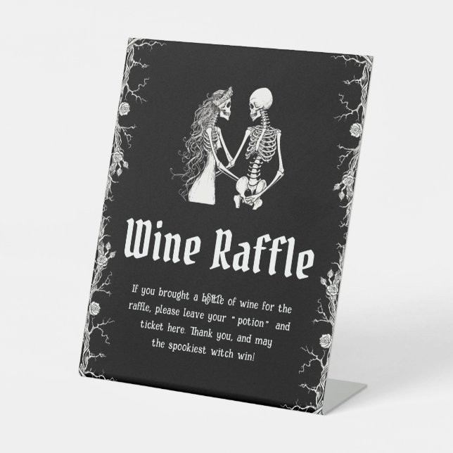 Gothic Halloween Bridal Shower Wine Raffle Sign (Front)