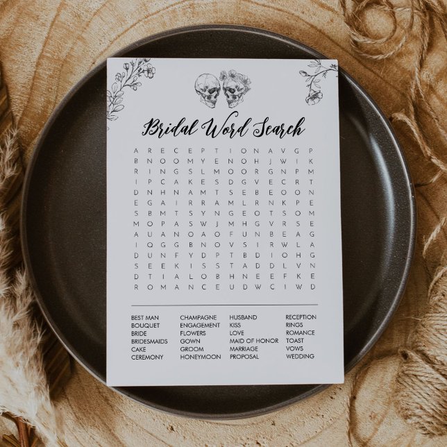 Gothic Halloween Bridal Shower Word Search Card (Creator Uploaded)