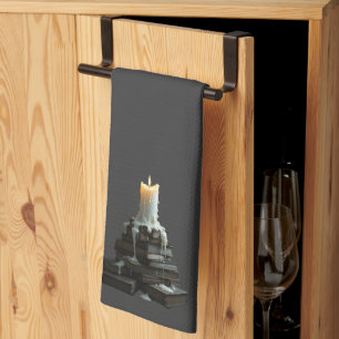Gothic Halloween Candle & Books Tea Towel