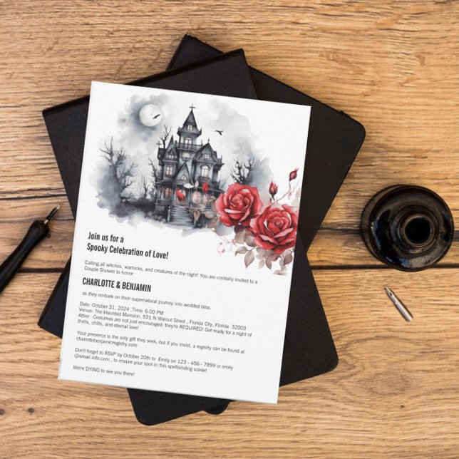 Gothic Halloween Couple Wedding Shower  Invitation (Creator Uploaded)