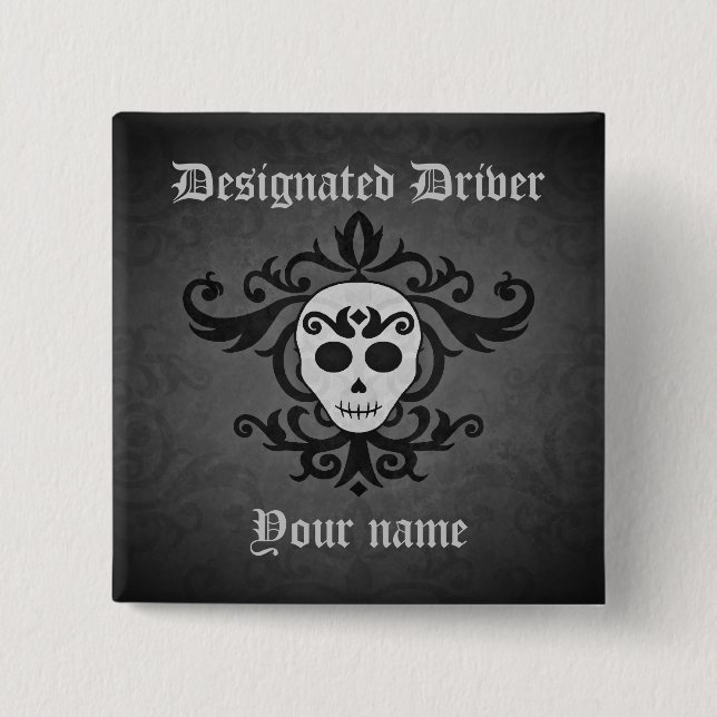 Gothic Halloween designated driver 15 Cm Square Badge (Front)
