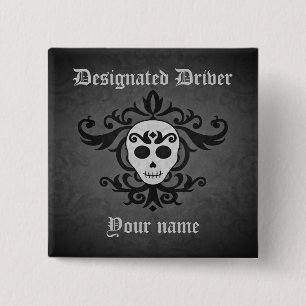 Gothic Halloween designated driver 15 Cm Square Badge