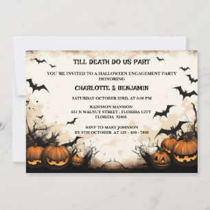 Gothic  Halloween Engagement Party Invitation