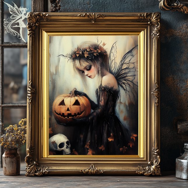 Gothic Halloween Fairy & Pumpkin Dark Fantasy Art Poster (Creator Uploaded)